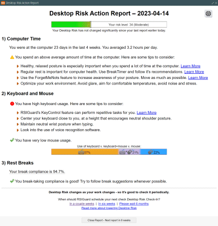 Desktop Risk Action Report